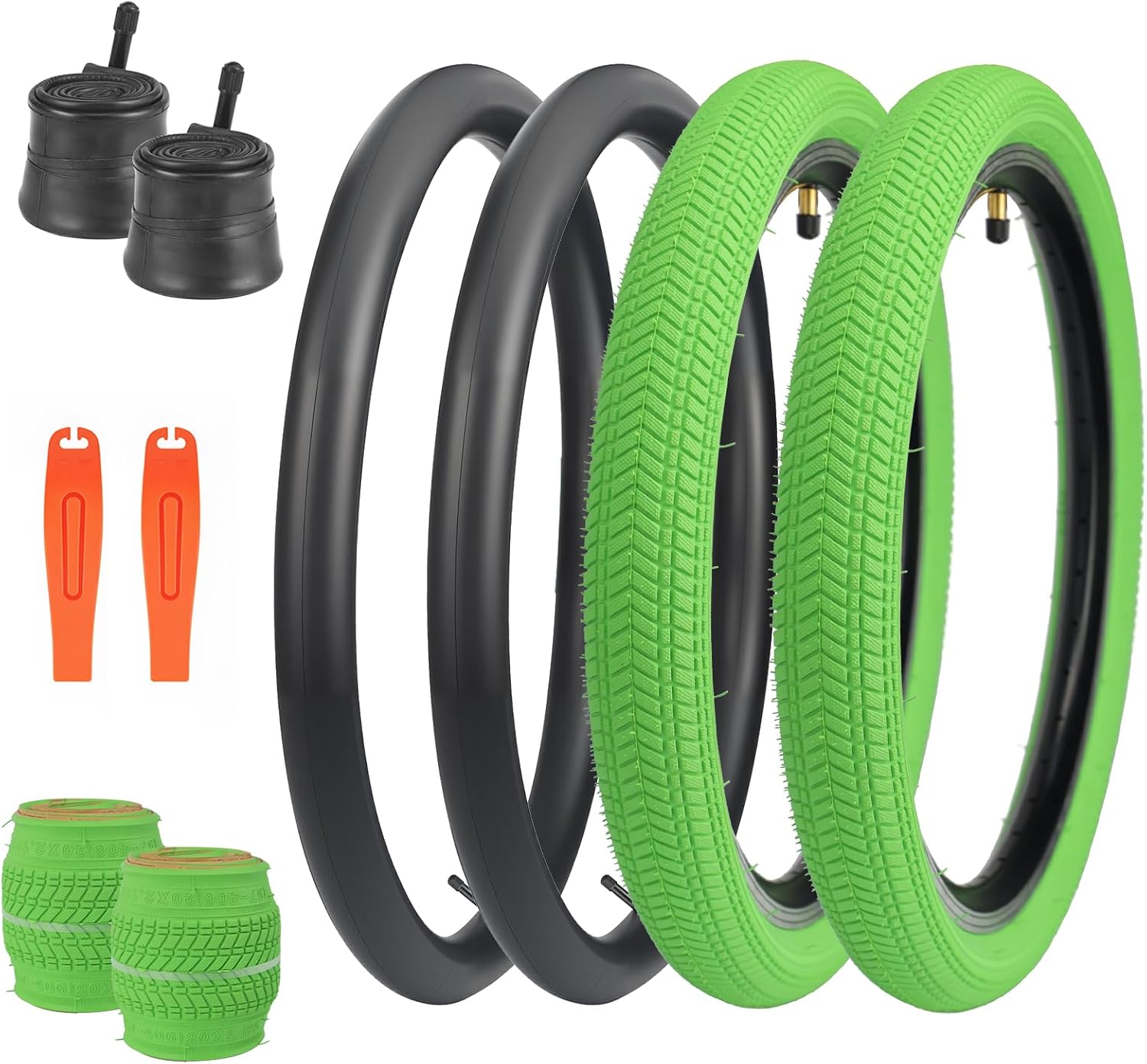 14 x 2.125 Bike Tire with Tube 2 Pack for Kids Bikes