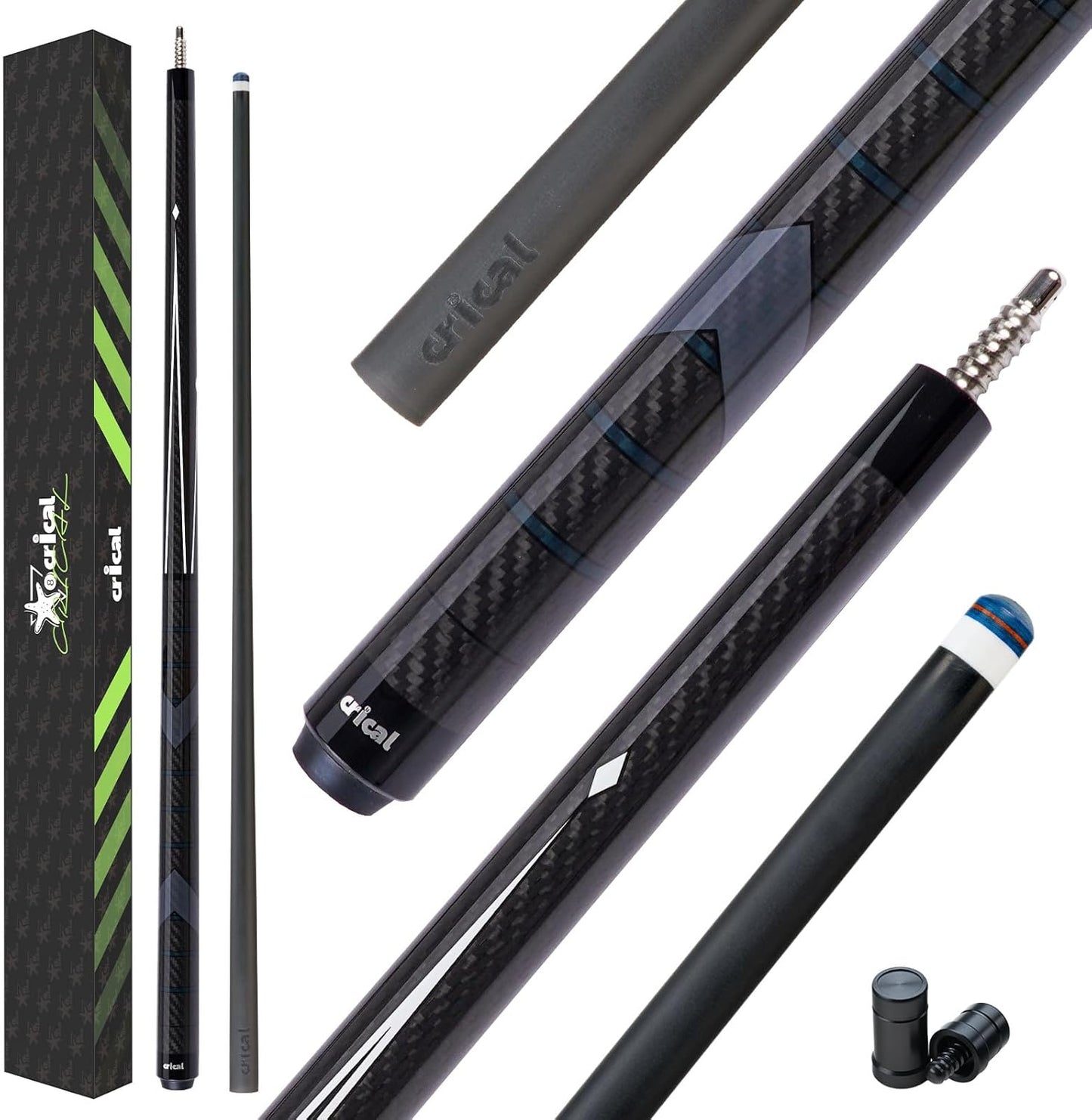 Professional Carbon Fiber Pool Cue Stick 58in for Billiards