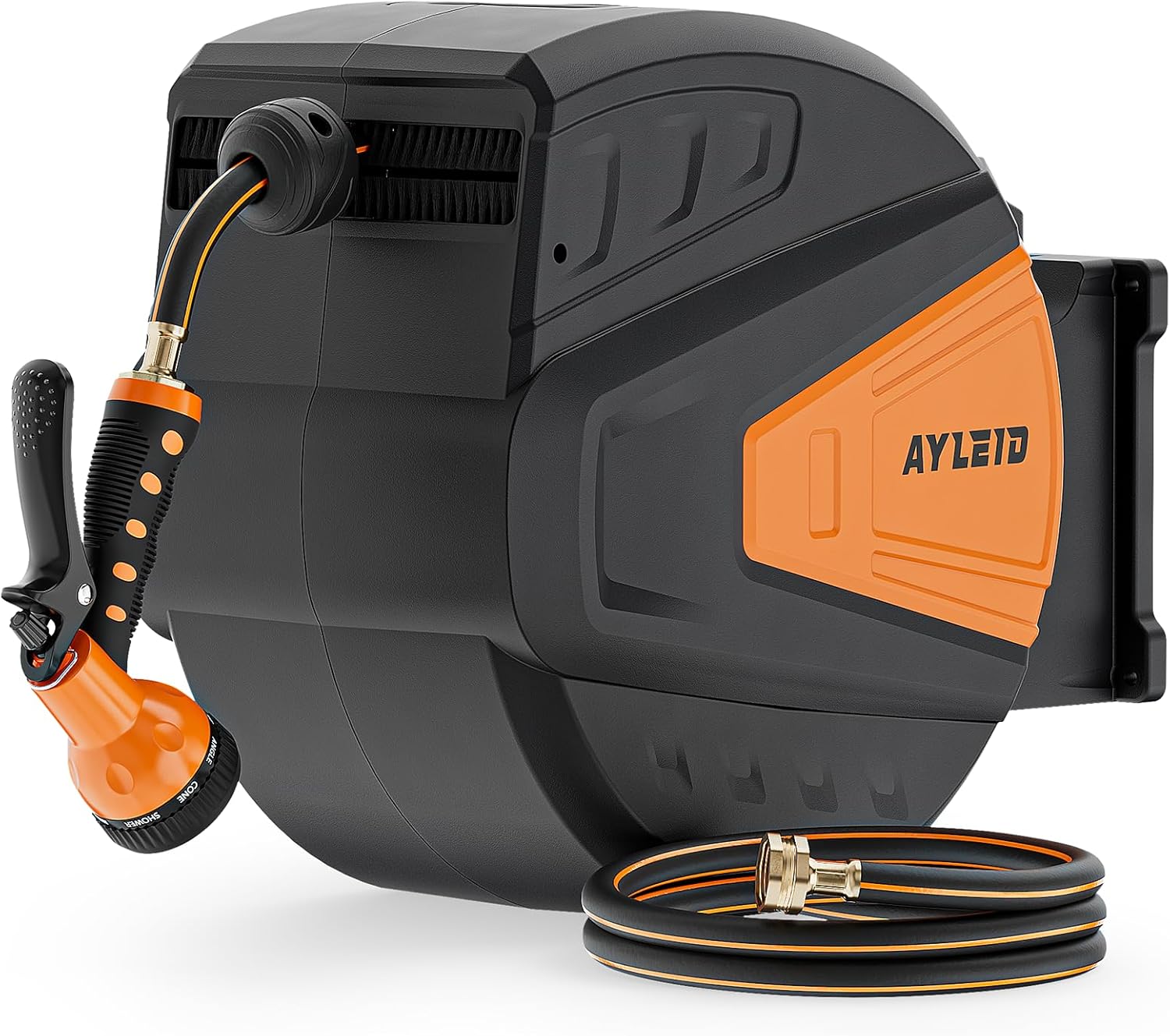 Ayleid Retractable Garden Hose Reel with 9-Function Nozzle