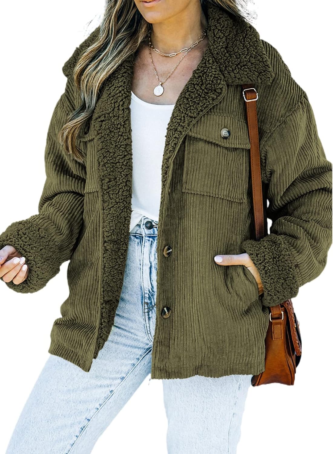 Dokotoo Corduroy Sherpa Jacket for Women - Stylish Winter Coat