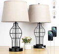 Set of 2 Touch Control Table Lamp with USB Ports - 3-Way Dimmable