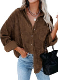Dokotoo Womens Corduroy Button Down Shirt - Oversized Boyfriend Fit in