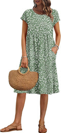 Women's Summer Knee-Length Loose Dress with Pockets (Style KVWM)