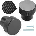 20 Pack 1-1/8 in Knurled Matte Black Cabinet Knobs - Solid Metal