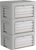 3Pack Frame Storage Box Clothes Storage Bin - Clear Window, Foldable