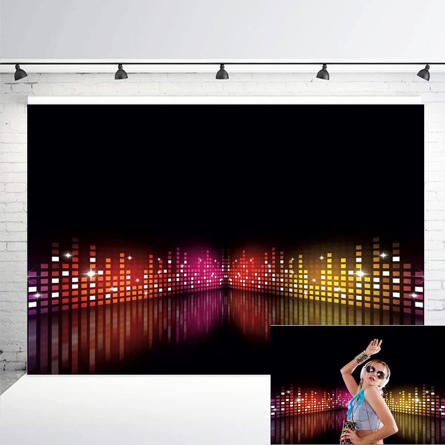 Yeele Disco Backdrop for 90s Karaoke Party Music Stage Decor