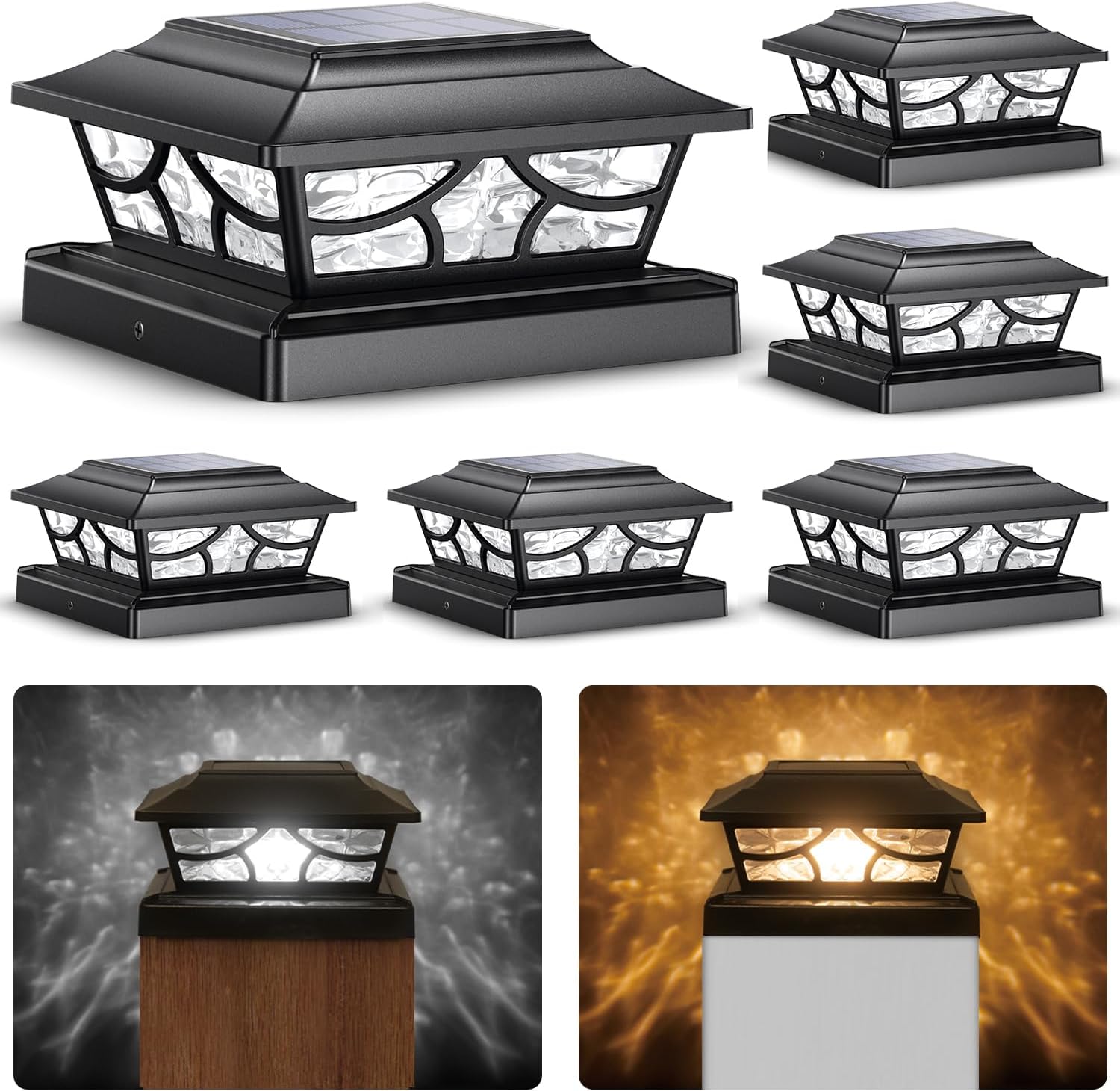 SIEDiNLAR Solar Post Lights for Deck Fence with 4 Modes
