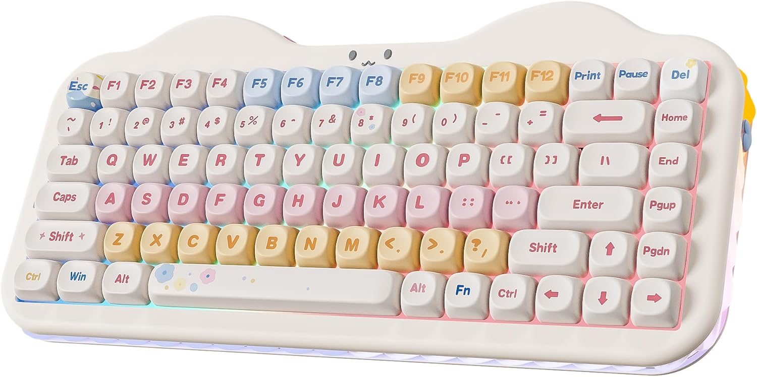 YUNZII C75 Wireless Mechanical Keyboard: Cute Cake Design