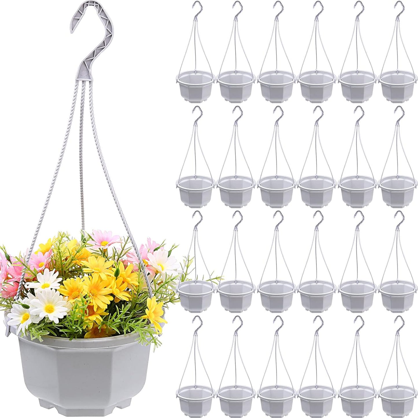 Roshtia 24 Pcs Hanging Plastic Planter Pot for Indoor Outdoor