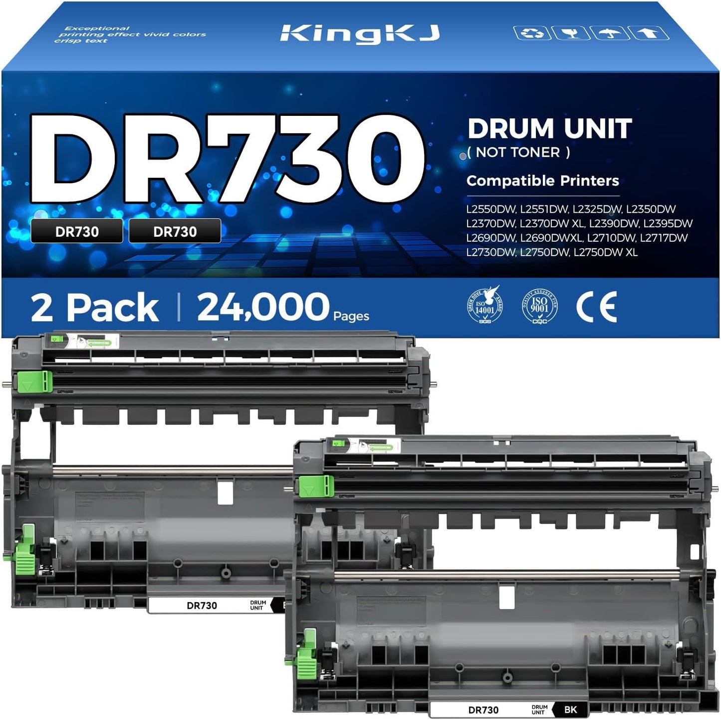 DR730 Drum Unit 2-Pack Compatible Replacement for Brother Printers
