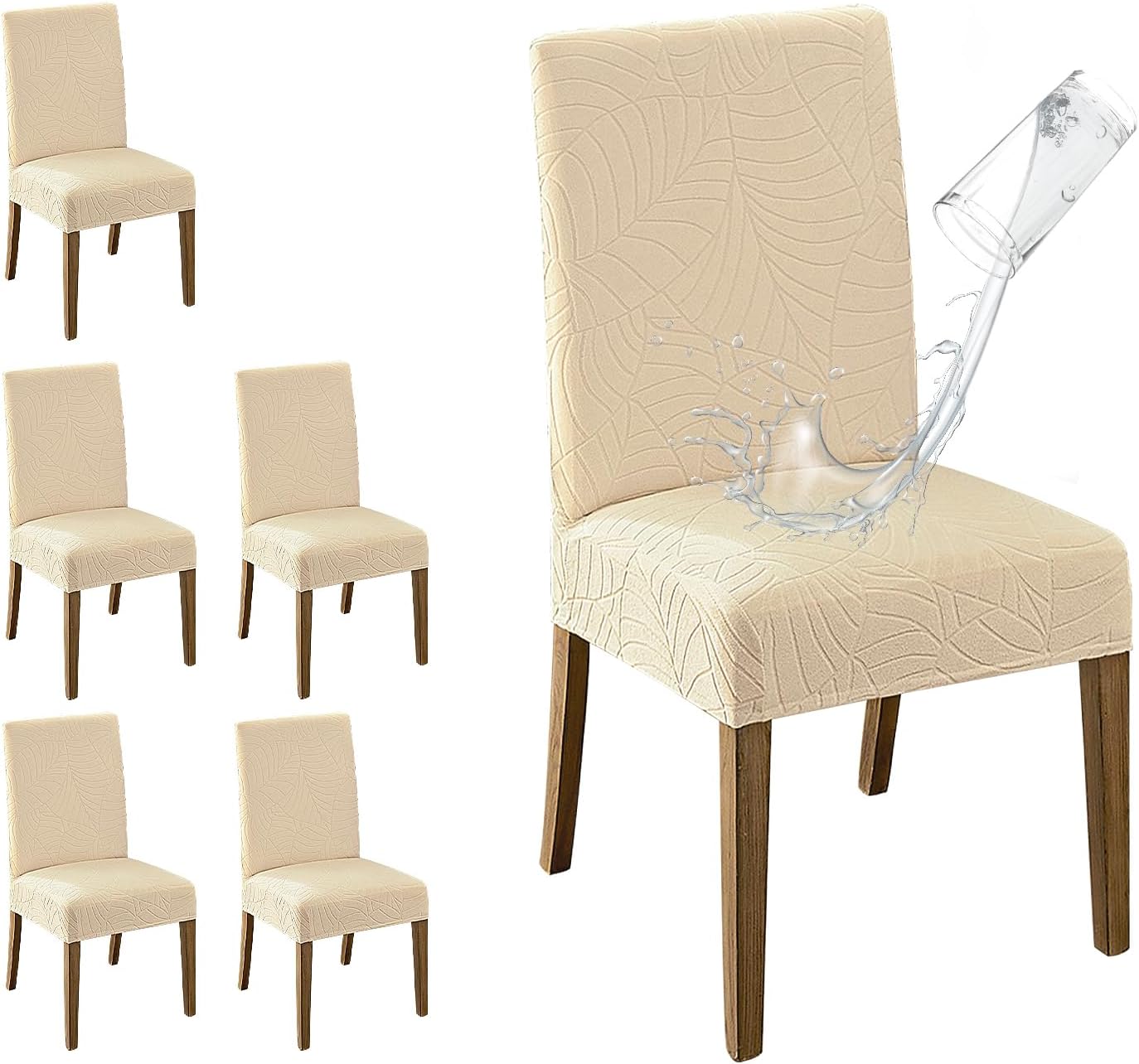 100% Waterproof Dining Room Chair Covers Set of 6 for Protection