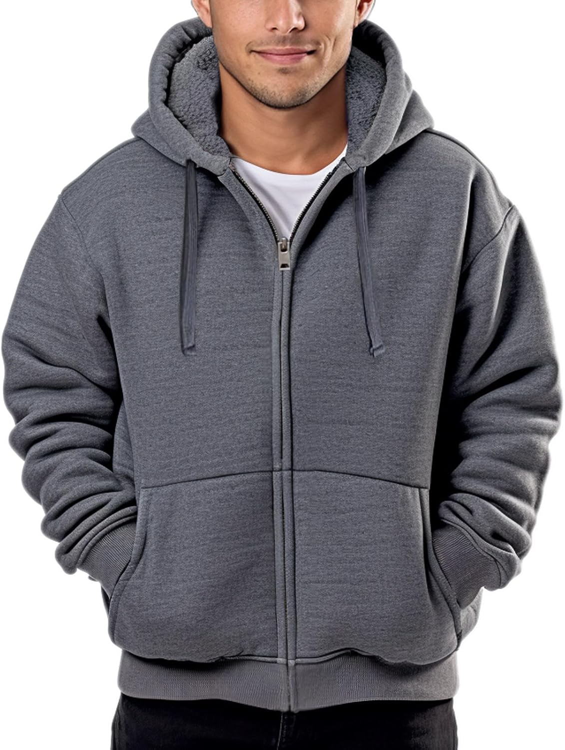 Sherpa Lined Hoodies for Men Heavyweight Full Zip Sweatshirt