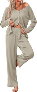 Ekouaer Womens Waffle Knit Pajamas Set for Ultimate Comfort