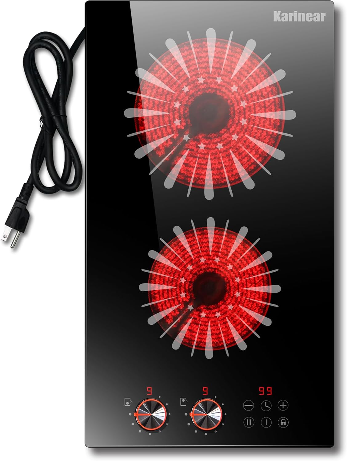 Karinear 110V Electric Cooktop 2 Burners for Modern Kitchens