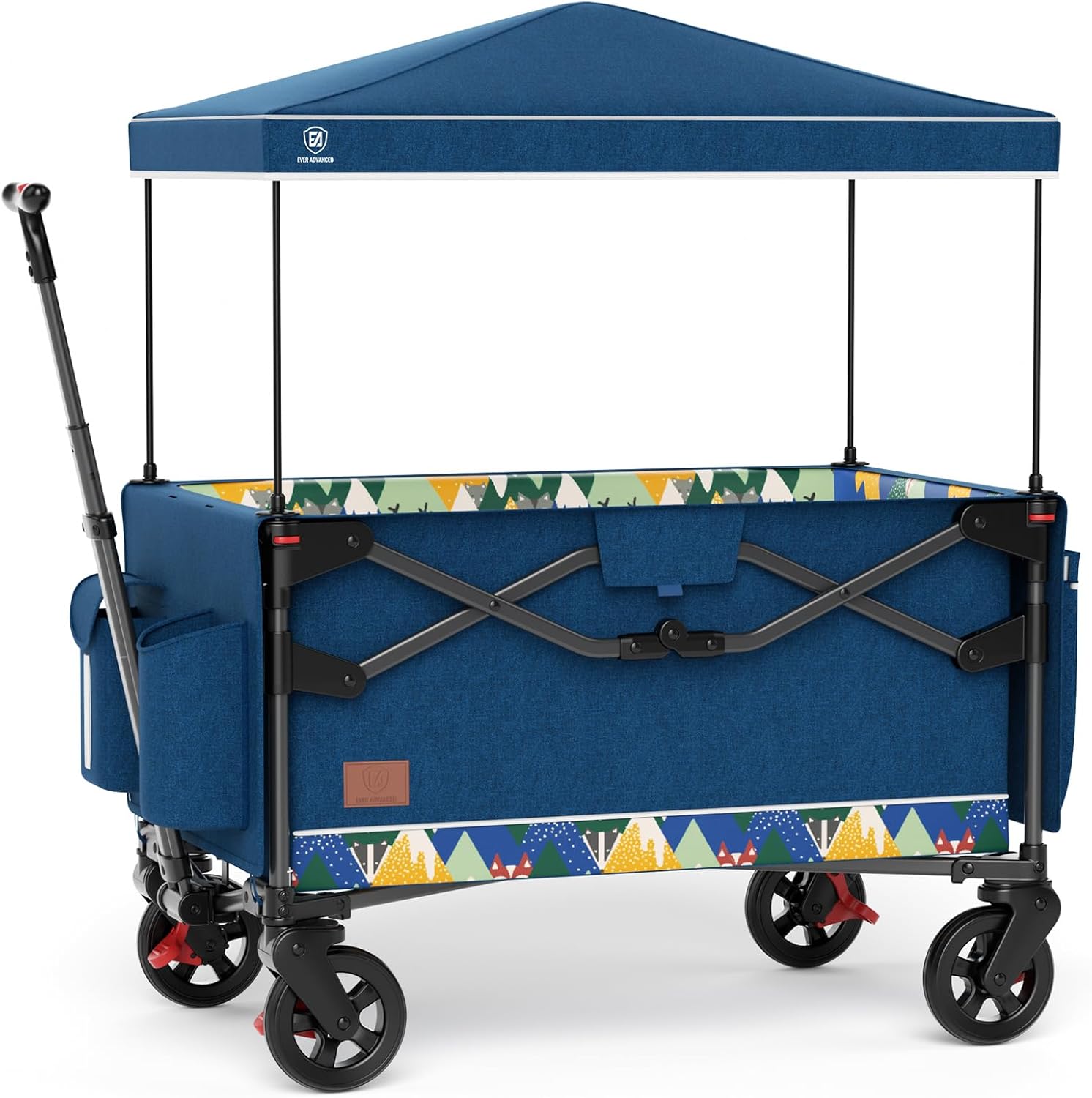 EVER ADVANCED Foldable Travel Wagon Stroller for 2 Kids & Cargo