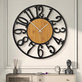 Large Wall Clock 24in Rustic Modern Wood and Metal - Silent