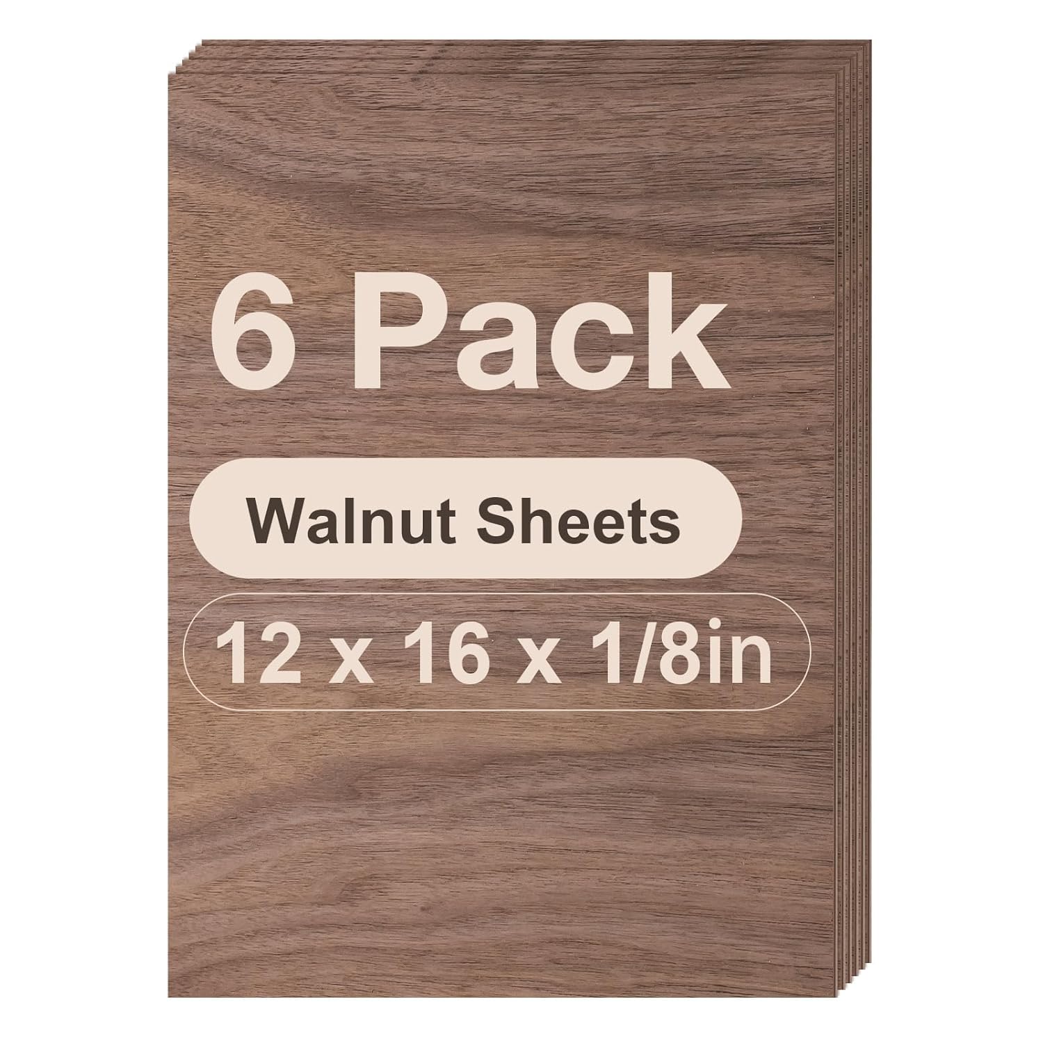 6 Pack Walnut Plywood Sheets for Laser Cutting and DIY Crafts