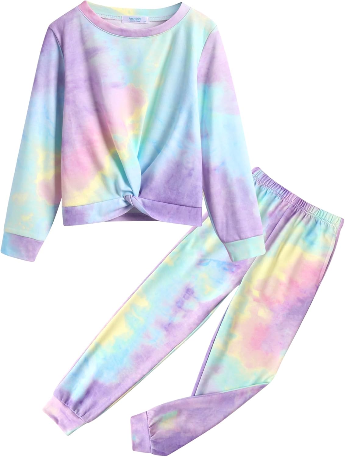 Arshiner Girls 2 Piece Outfits Fashion Twist Front Tracksuit