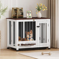 Stylish Wooden Dog Crate Furniture with Removable Tray & Feeder