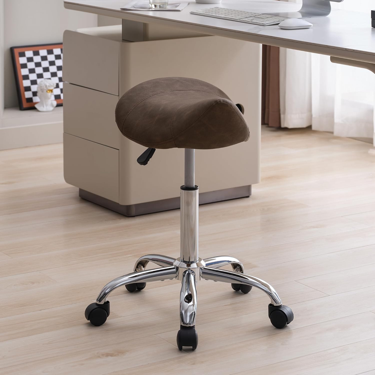 FIRAVOE Saddle Stool with Wheels for Comfort and Style
