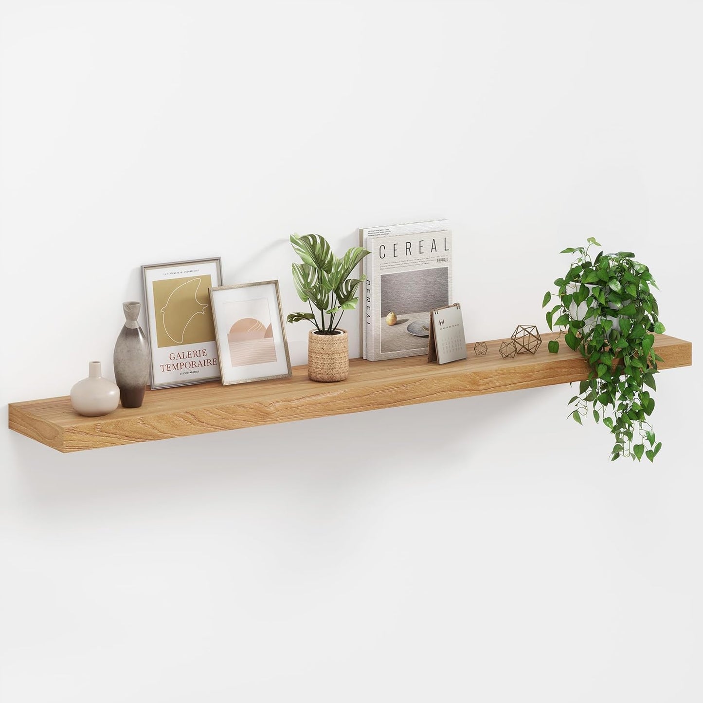 48 Inch Rustic Elm Wood Floating Shelves for Stylish Decor