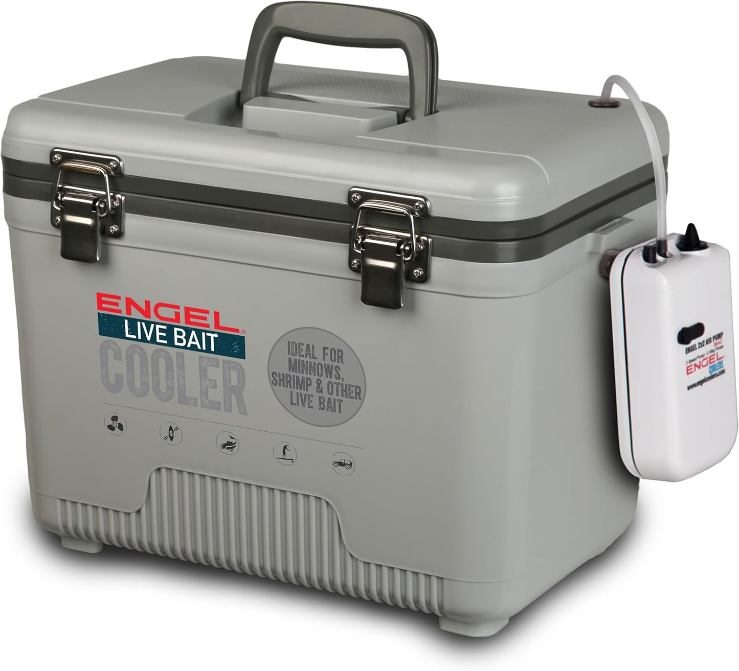 Engel Live Bait Cooler Box with 2nd Gen Aerator Pump for Fishing