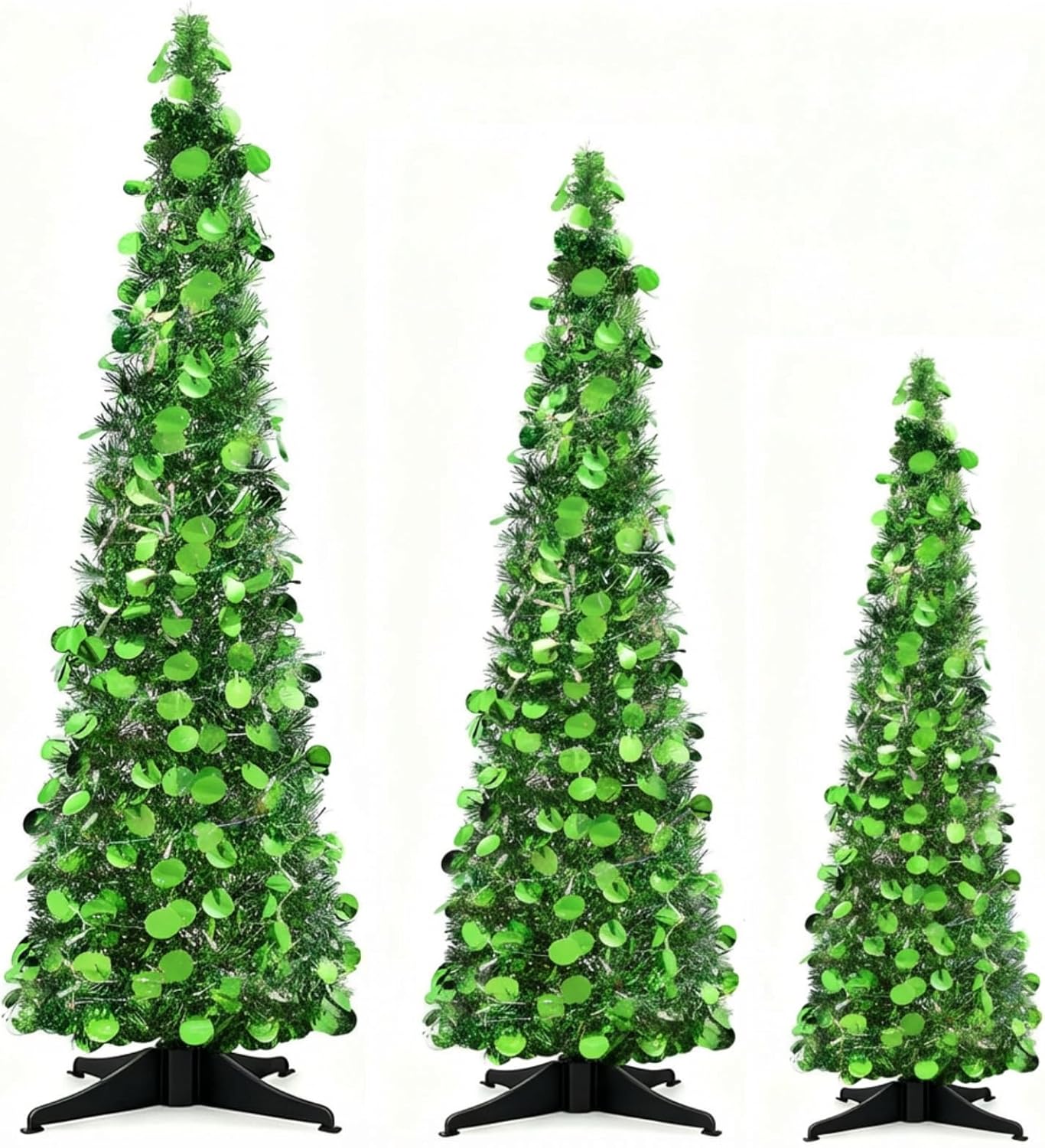 Leyndo 3 Pcs Collapsible Christmas Tree with LED Lights