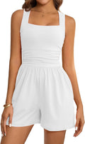 Women's Summer Romper Square Neck Sleeveless Waist Corset - Slim Fit