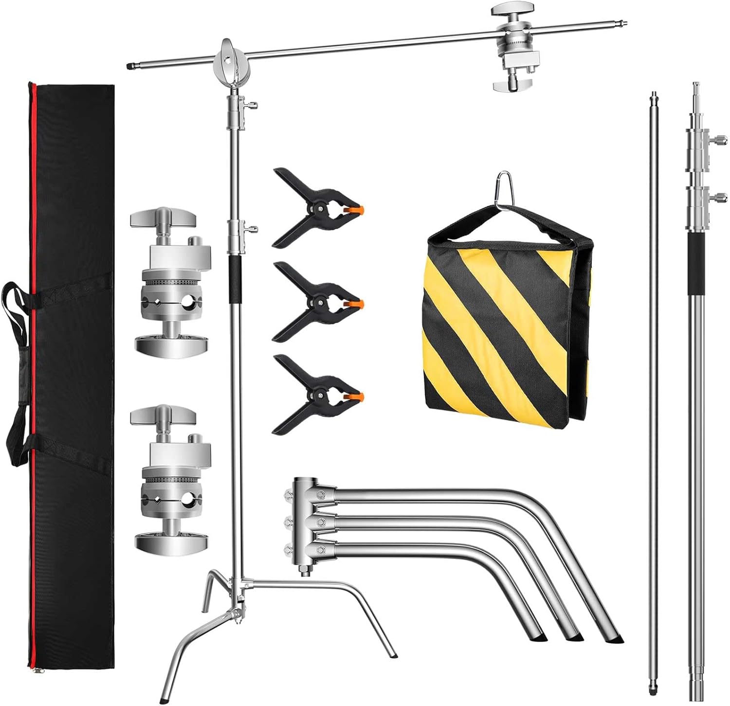 C Stand with Boom Arm for Heavy Duty Photography Lighting Setup