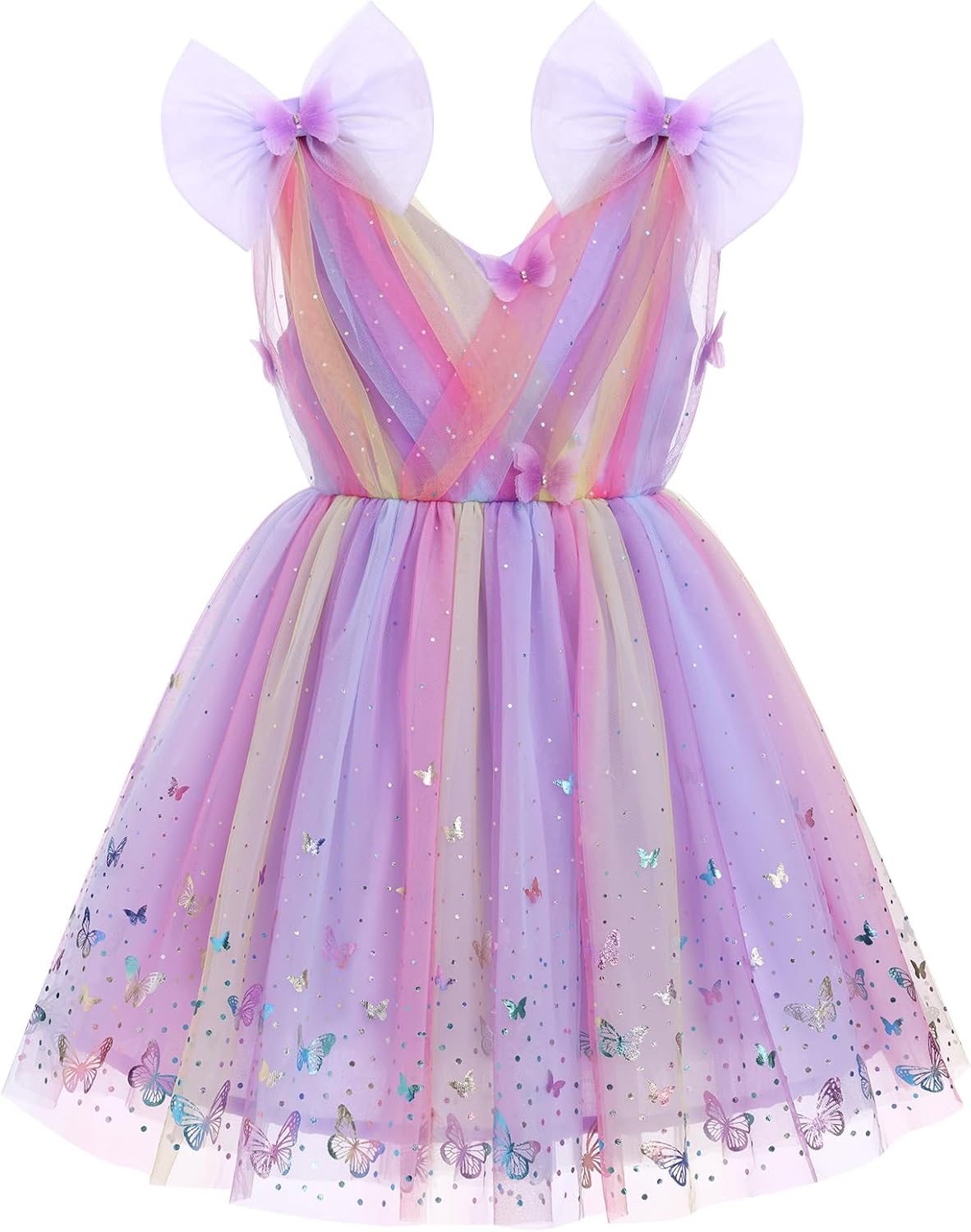 Toddler Girls Butterfly Dress with Sparkle Sequins for Parties