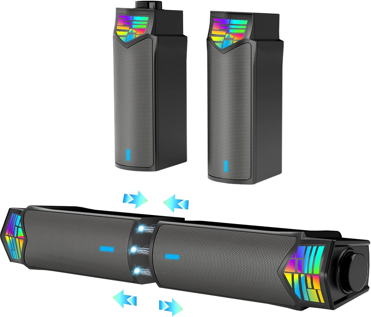 Smalody Wireless Gaming Soundbar - Split and Combine, Ultimate Flexibility!
