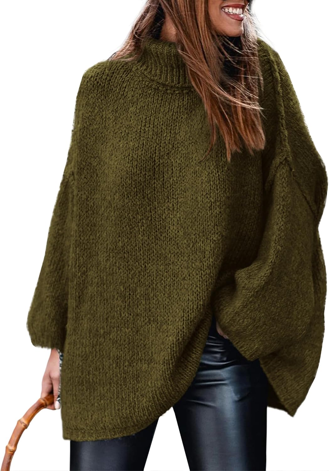 PRETTYGARDEN Women's Turtleneck Oversized Chunky Knit Sweater
