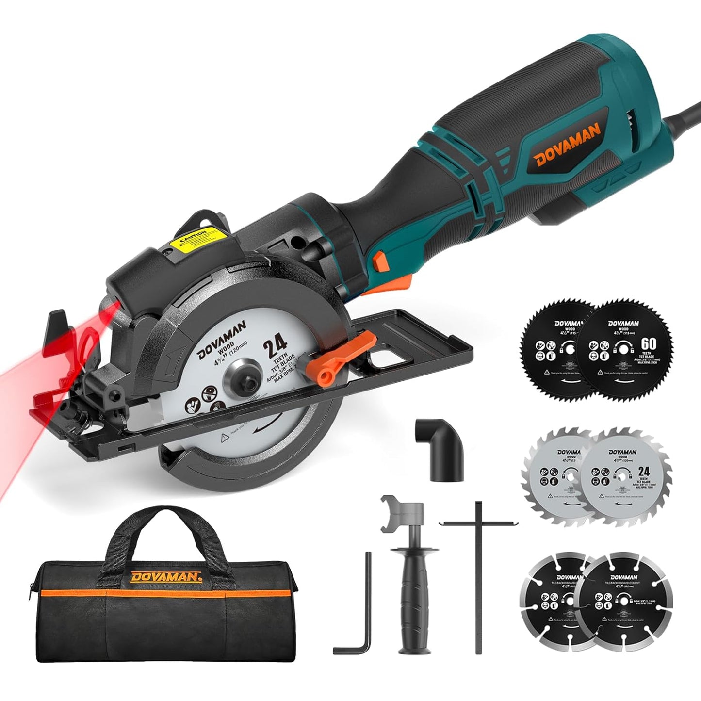 DOVAMAN 5.8A 4-1/2 Circular Saw with Laser and 6 Blades