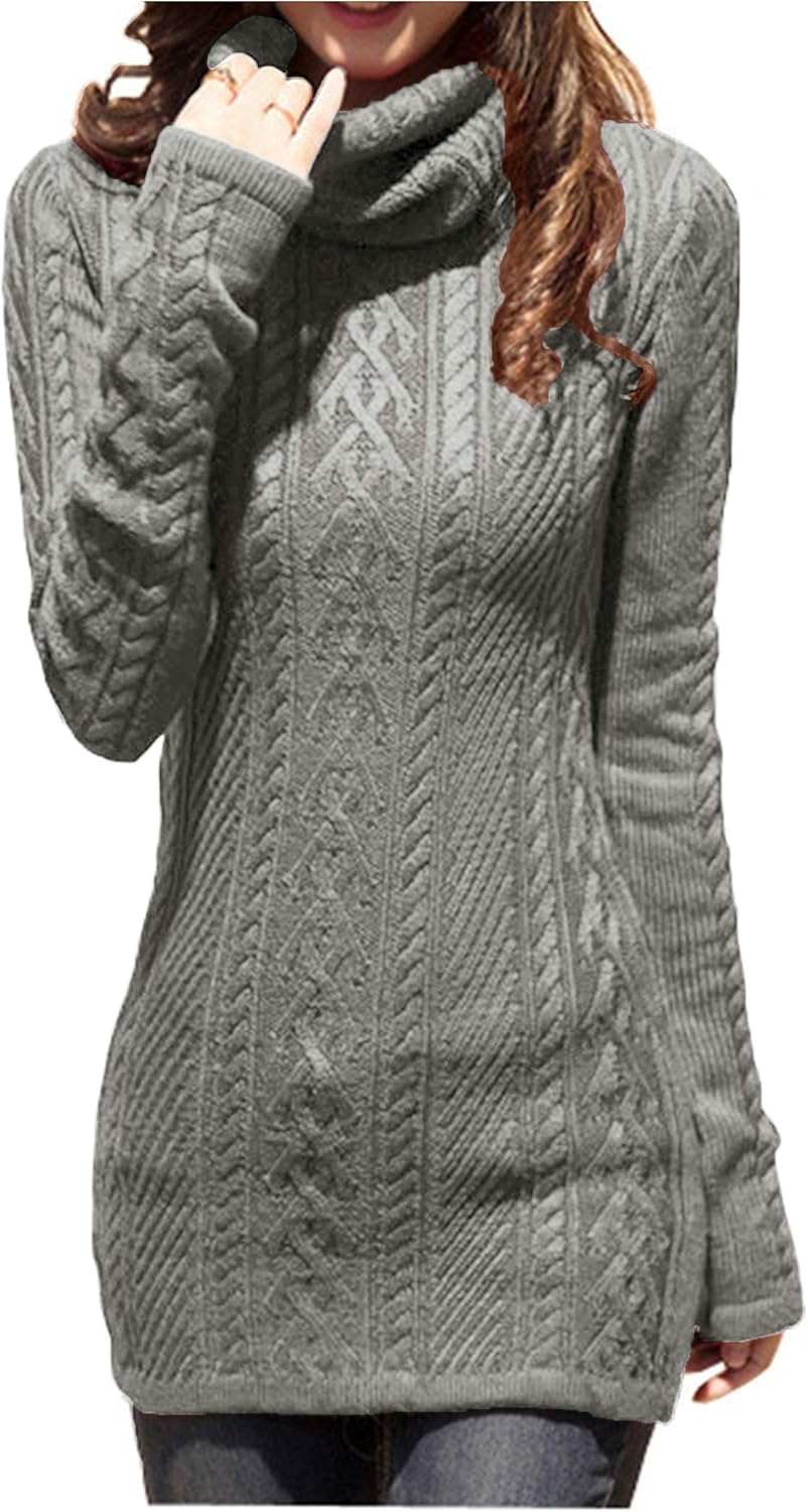 v28 Women Polo Neck Long Slim Fitted Dress Bodycon Turtleneck
