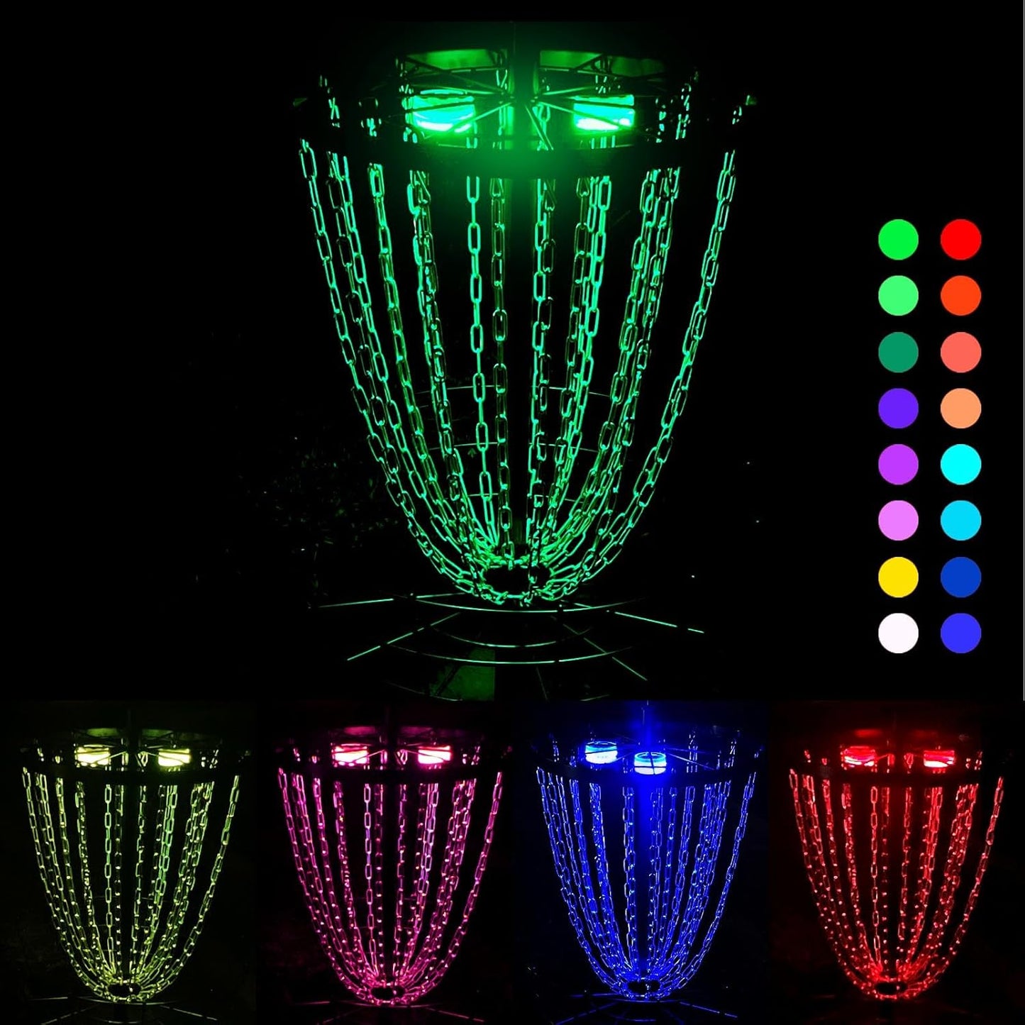 HIAARO LED Disc Golf Baskets - Light Up Night Games!