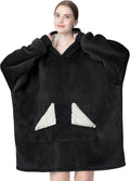 Wearable Blanket Hoodie for Women & Men - Oversized Sherpa Black