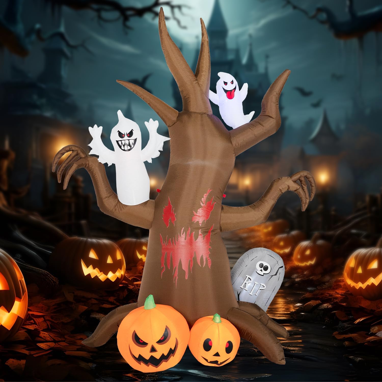 8FT Halloween Inflatable Scary Tree for Outdoor Decor