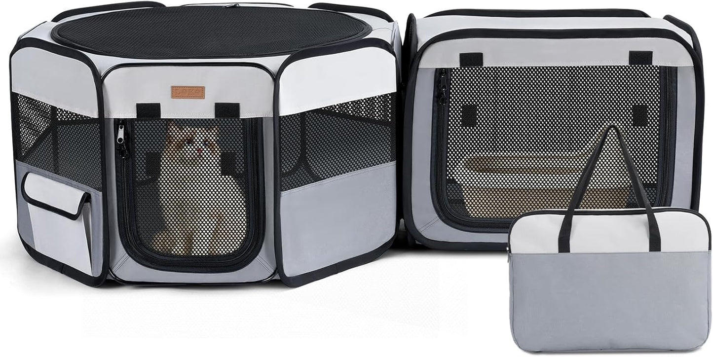 Portable Cat Playpen for Indoor and Outdoor Use, 2-in-1 Design