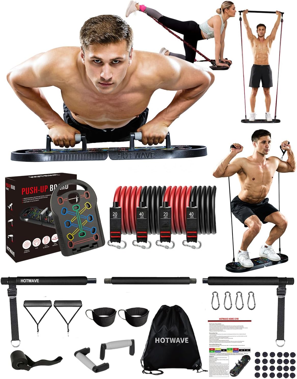 Portable 20-in-1 Push Up Bar Set by HOTWAVE