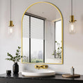 Delma Arched Bathroom Mirror 24x36 in - Brushed Gold Wall Mirror