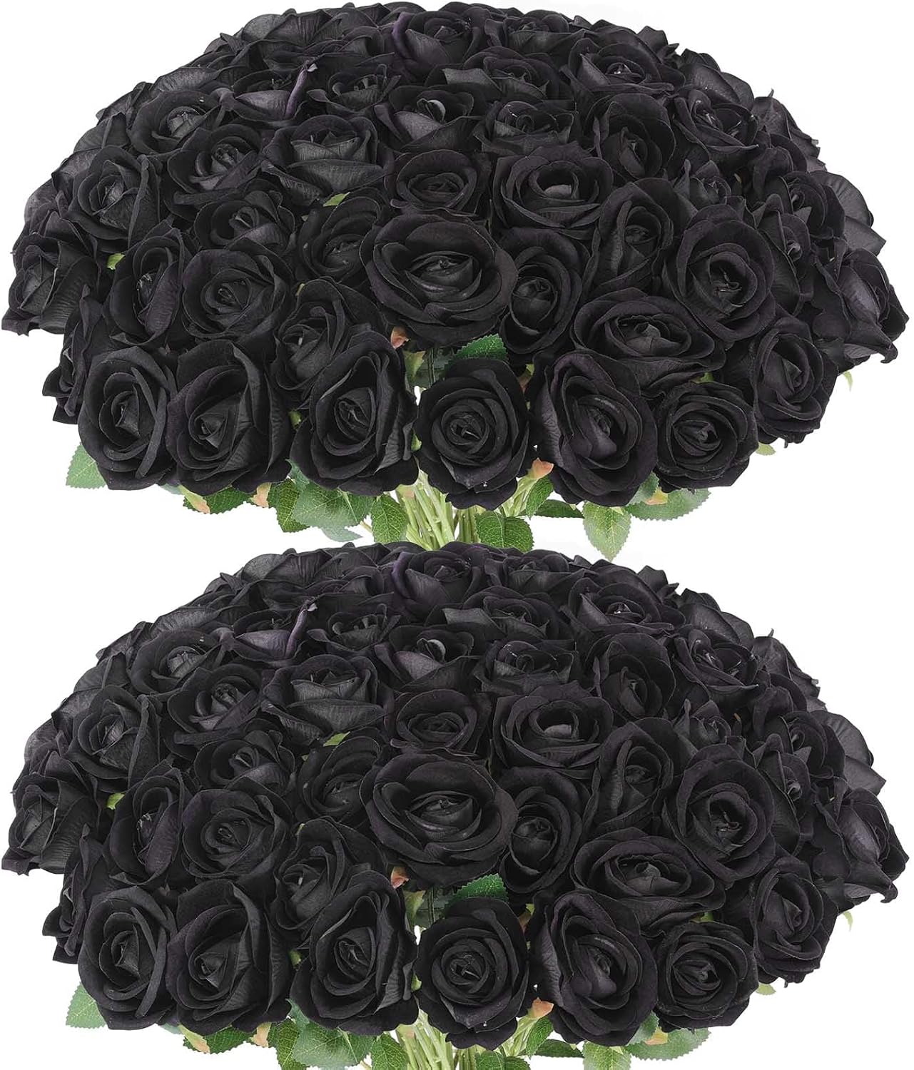60 Pcs Artificial Velvet Silk Black Roses for Home Decor