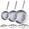 Non Toxic Frying Pan Set 6 Pcs with Lids - Versatile Cookware Set