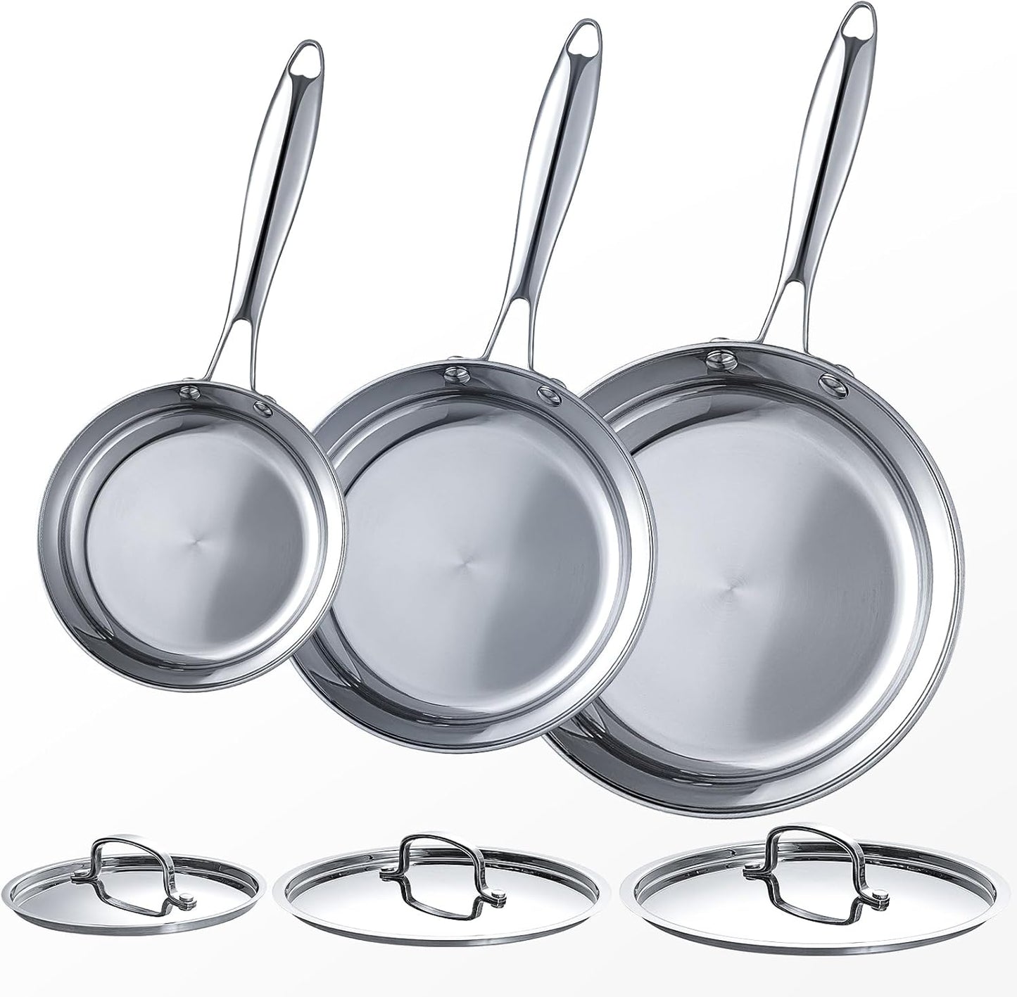 Non Toxic Frying Pan Set with Lids for Healthy Cooking
