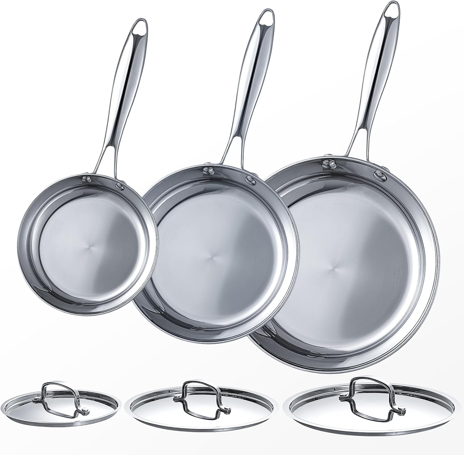Non Toxic Frying Pan Set with Lids for Healthy Cooking