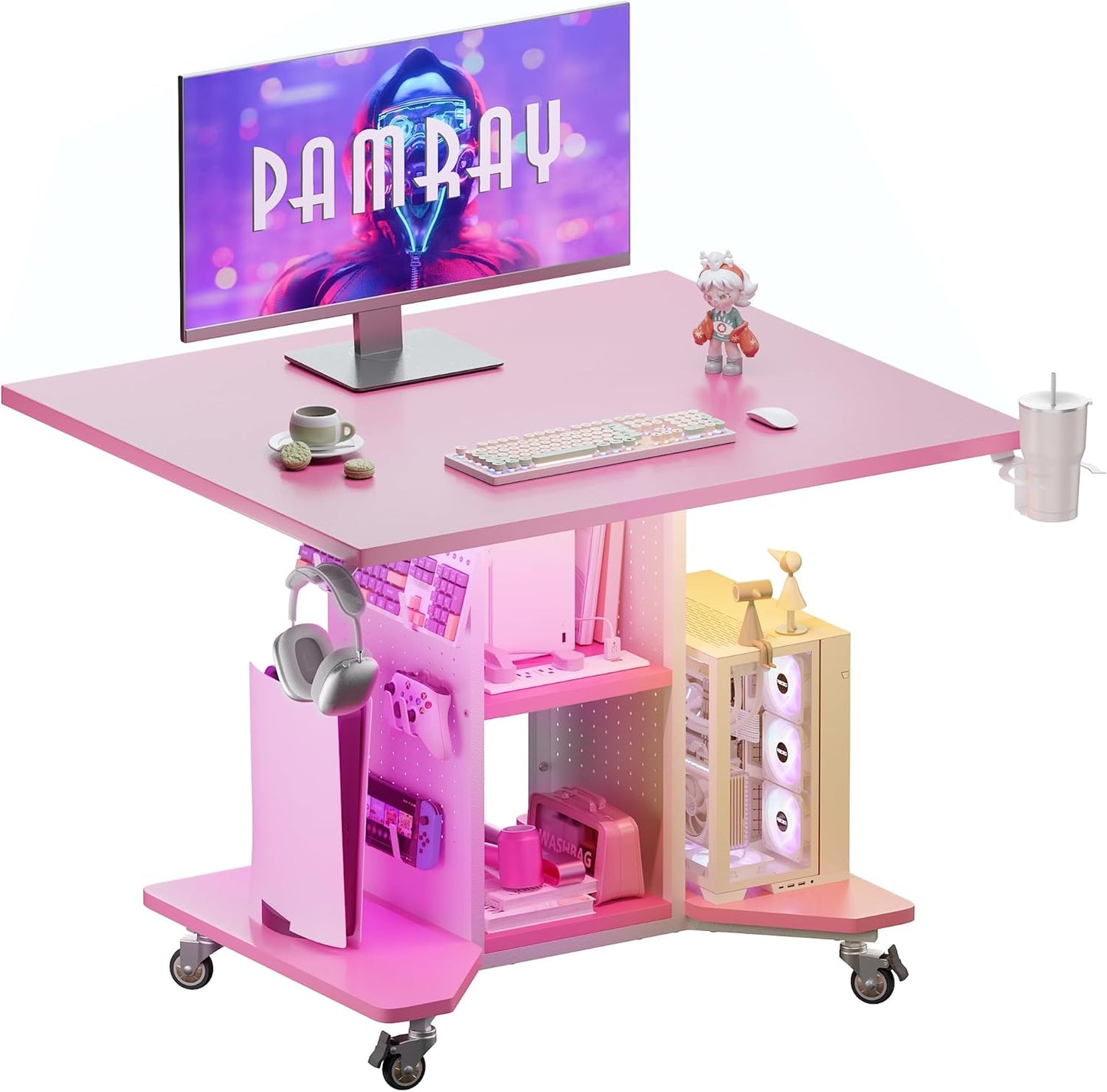 Pamray 32 Gaming Desk: Portable Power + Pegboard