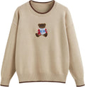 CIDER Women's Fall Cropped Bear Graphic Sweater - Cozy Casual