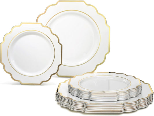 Elegant Heavyweight Disposable Plastic Plate Set for Parties