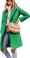 Hooever Women's Winter Wool Coat Knee-Length Notch Lapel - Warm