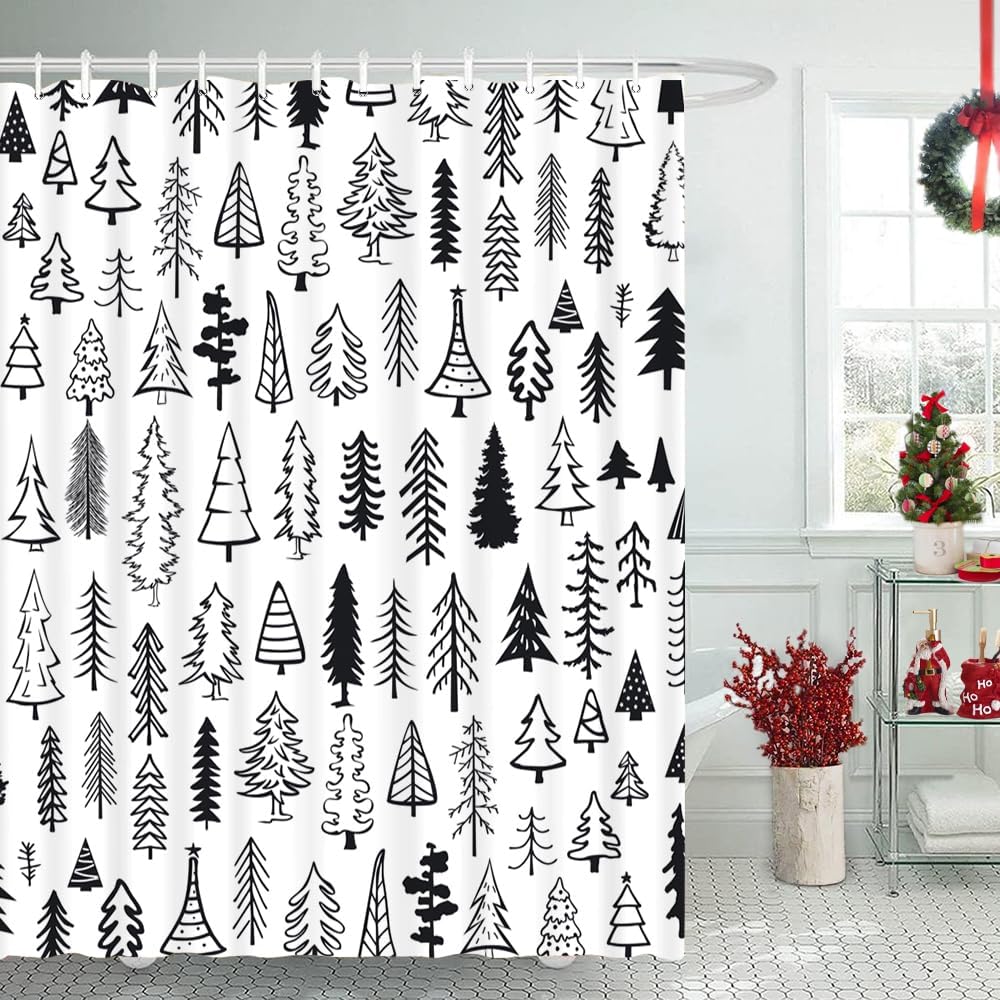 Lofaris Christmas Tree Shower Curtain - Festive Bathroom Decor