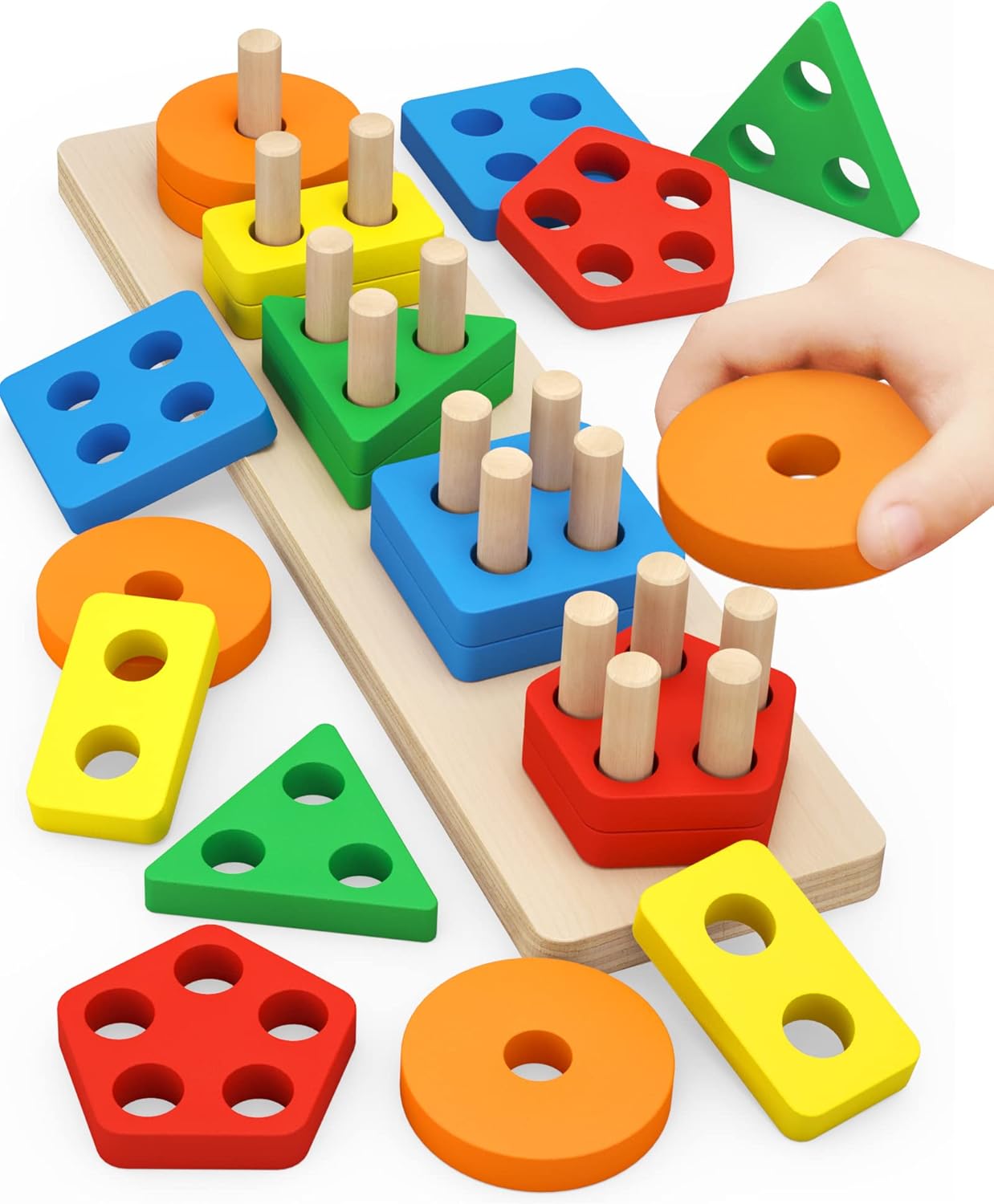 PEBIRA Wooden Montessori Shape Sorter Toy